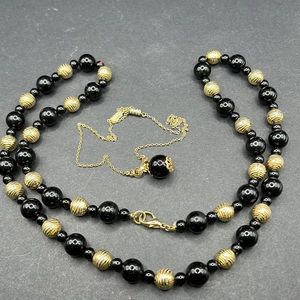 Vintage black beaded, 1928 rhinestone necklaces
